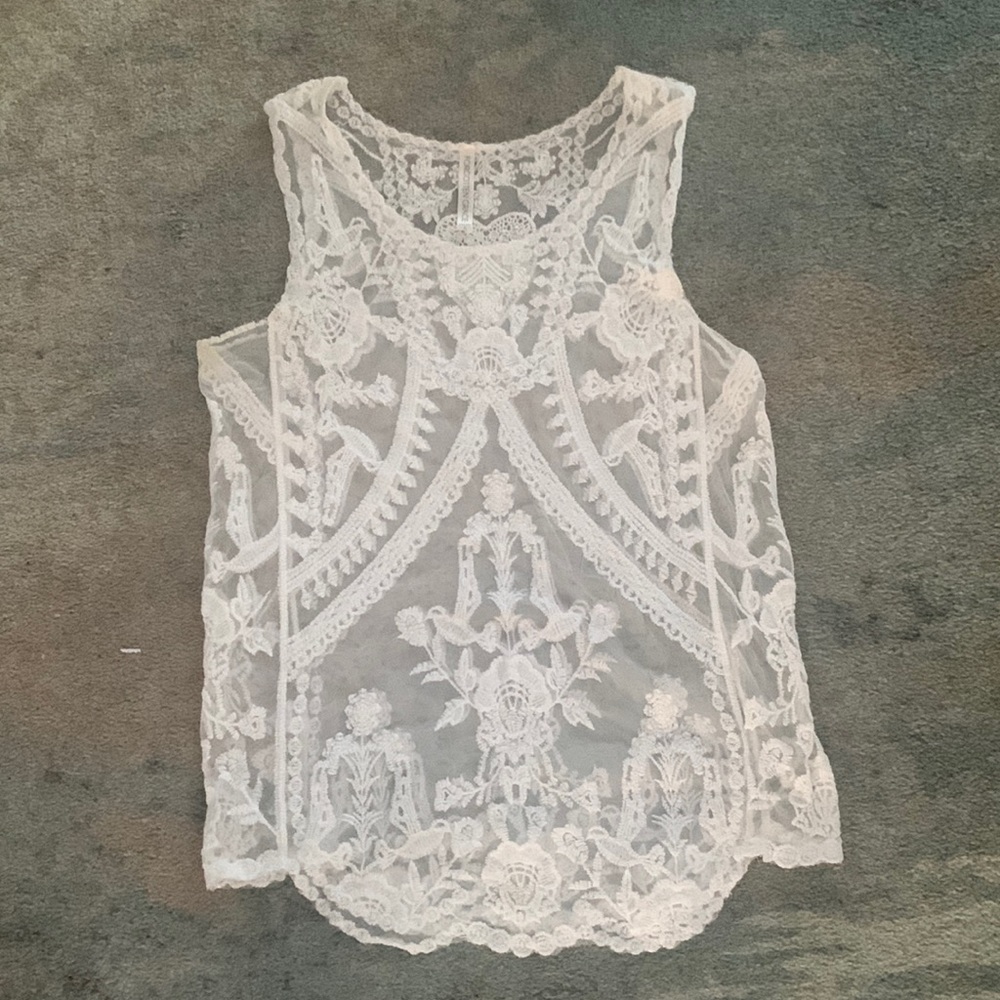 White lace transparent top